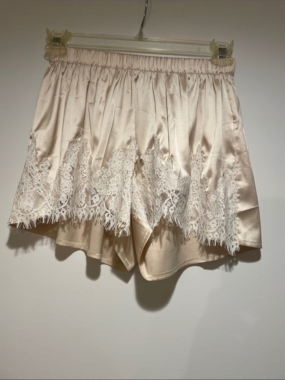 Silky Lace-Trim Sleep Shorts - Cream